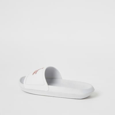 river island white sliders