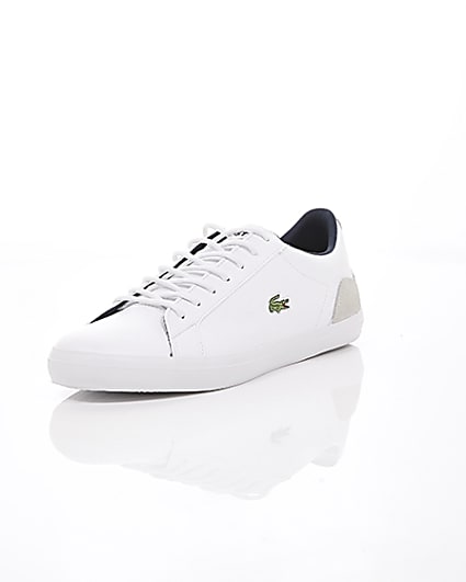 360 degree animation of product Lacoste white leather contrast trainers frame-1