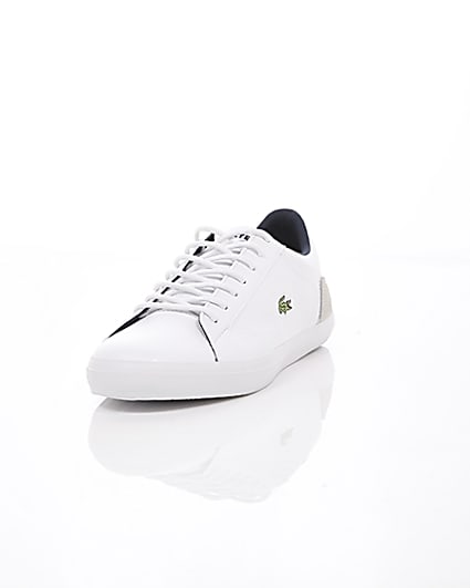 360 degree animation of product Lacoste white leather contrast trainers frame-2