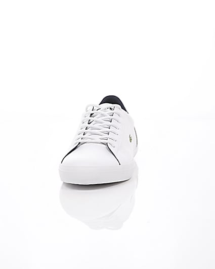360 degree animation of product Lacoste white leather contrast trainers frame-3