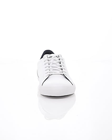 360 degree animation of product Lacoste white leather contrast trainers frame-4