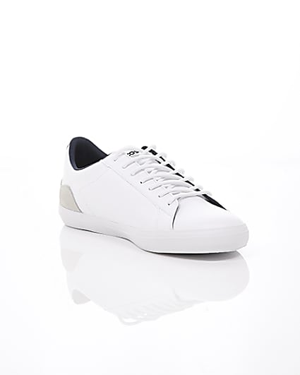 360 degree animation of product Lacoste white leather contrast trainers frame-6