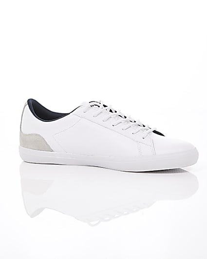 360 degree animation of product Lacoste white leather contrast trainers frame-8