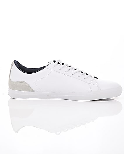 360 degree animation of product Lacoste white leather contrast trainers frame-9