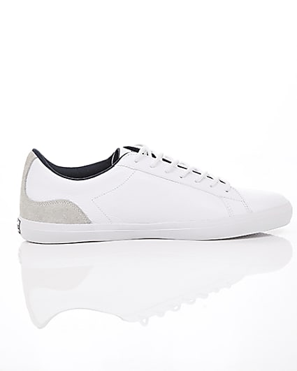360 degree animation of product Lacoste white leather contrast trainers frame-10