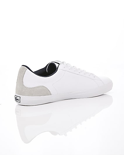 360 degree animation of product Lacoste white leather contrast trainers frame-12