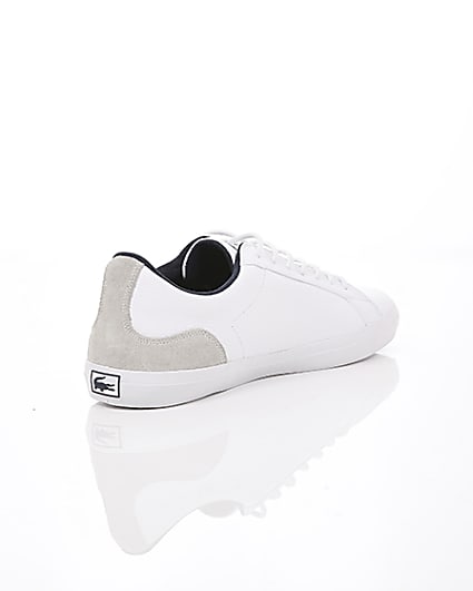 360 degree animation of product Lacoste white leather contrast trainers frame-13