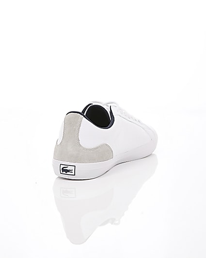360 degree animation of product Lacoste white leather contrast trainers frame-14