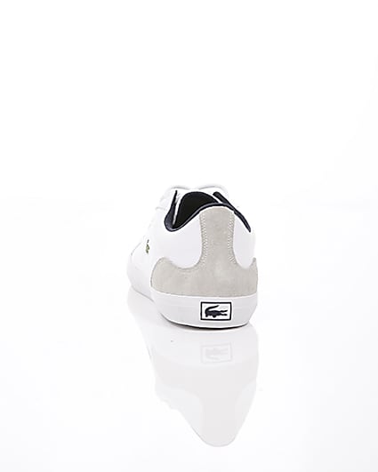 360 degree animation of product Lacoste white leather contrast trainers frame-16