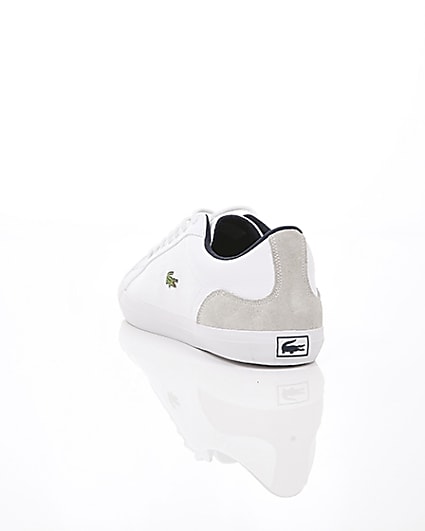 360 degree animation of product Lacoste white leather contrast trainers frame-17