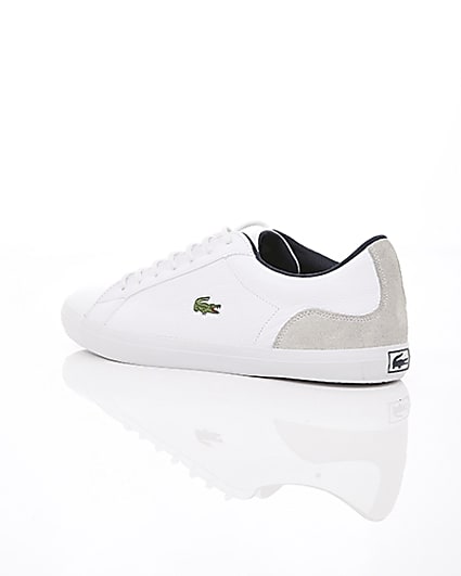 360 degree animation of product Lacoste white leather contrast trainers frame-19