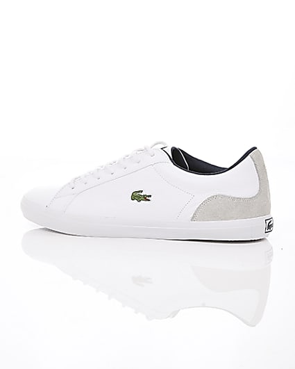 360 degree animation of product Lacoste white leather contrast trainers frame-20