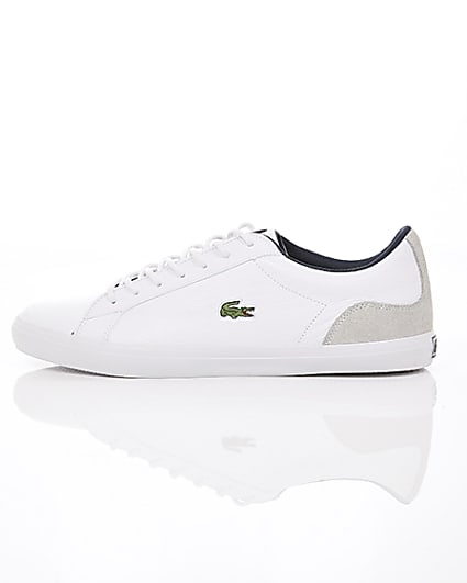 360 degree animation of product Lacoste white leather contrast trainers frame-21