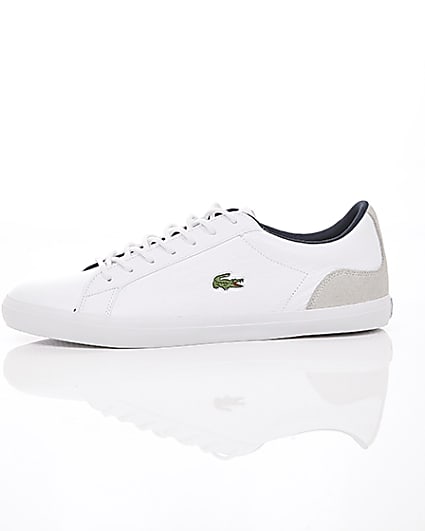 360 degree animation of product Lacoste white leather contrast trainers frame-22