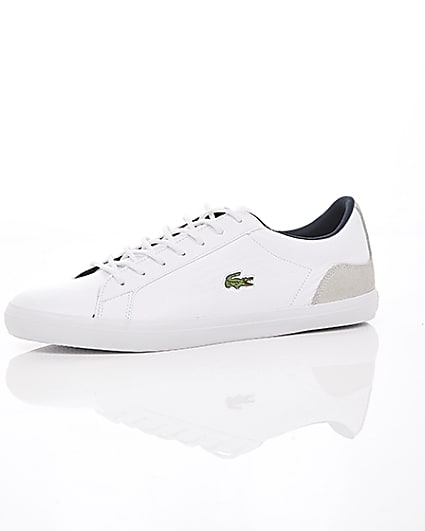 360 degree animation of product Lacoste white leather contrast trainers frame-23