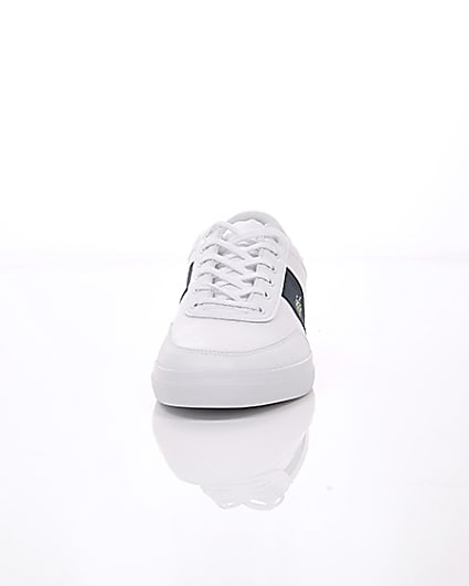 360 degree animation of product Lacoste white leather Courtmaster trainers frame-3