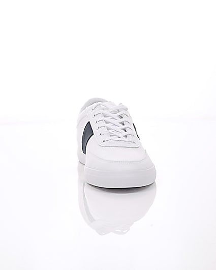 360 degree animation of product Lacoste white leather Courtmaster trainers frame-4