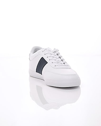 360 degree animation of product Lacoste white leather Courtmaster trainers frame-5