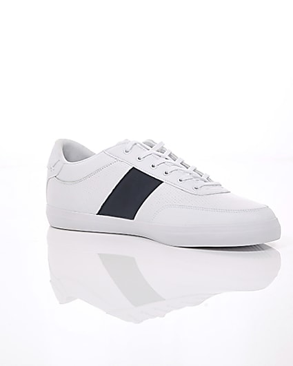 360 degree animation of product Lacoste white leather Courtmaster trainers frame-7