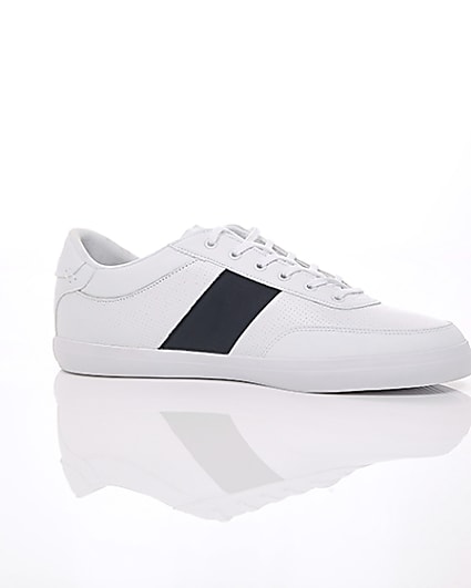 360 degree animation of product Lacoste white leather Courtmaster trainers frame-8