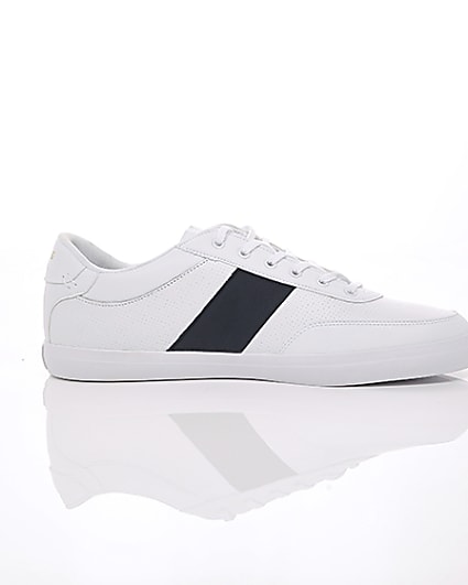 360 degree animation of product Lacoste white leather Courtmaster trainers frame-9
