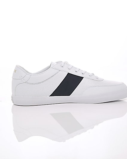 360 degree animation of product Lacoste white leather Courtmaster trainers frame-10