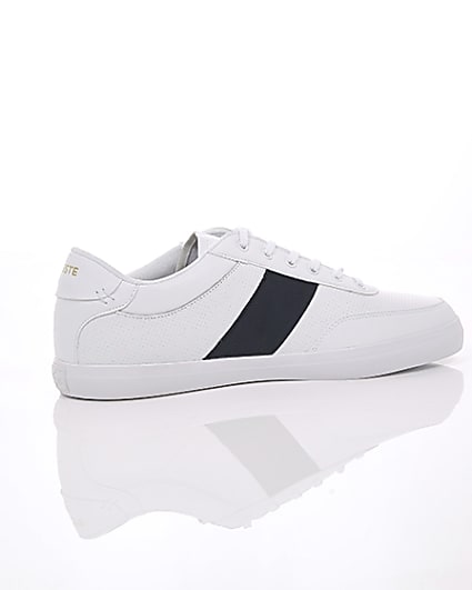 360 degree animation of product Lacoste white leather Courtmaster trainers frame-11