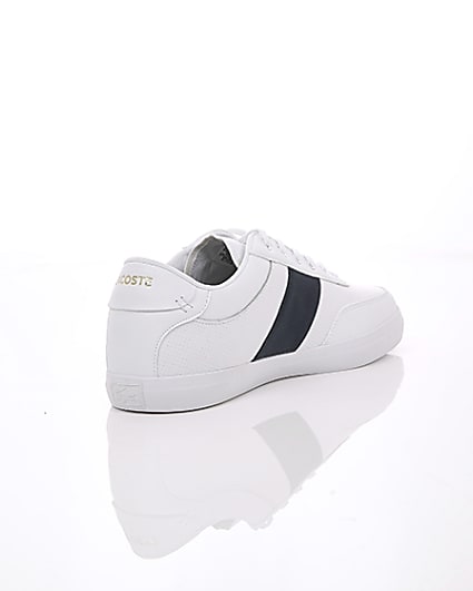360 degree animation of product Lacoste white leather Courtmaster trainers frame-13