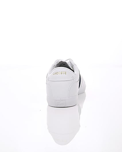 360 degree animation of product Lacoste white leather Courtmaster trainers frame-15