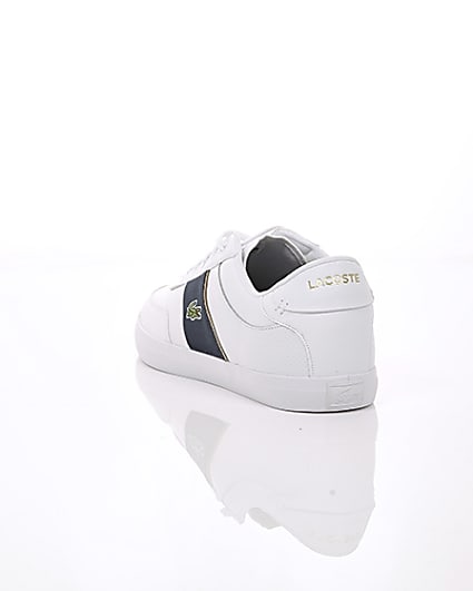 360 degree animation of product Lacoste white leather Courtmaster trainers frame-17