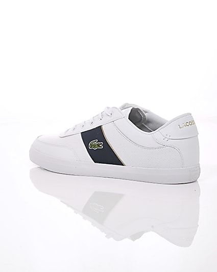 360 degree animation of product Lacoste white leather Courtmaster trainers frame-19
