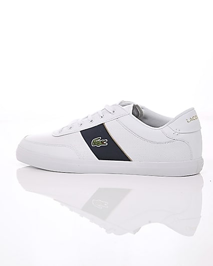 360 degree animation of product Lacoste white leather Courtmaster trainers frame-20