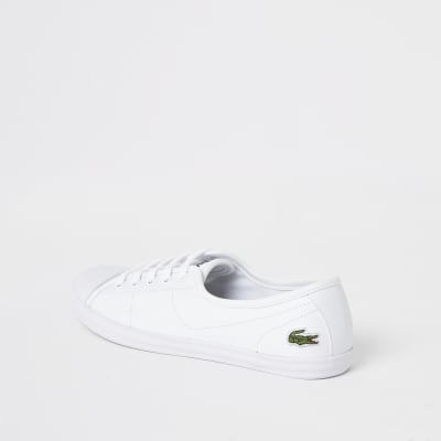 Lacoste white leather lace-up trainers