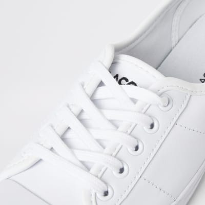 Lacoste white leather lace-up trainers