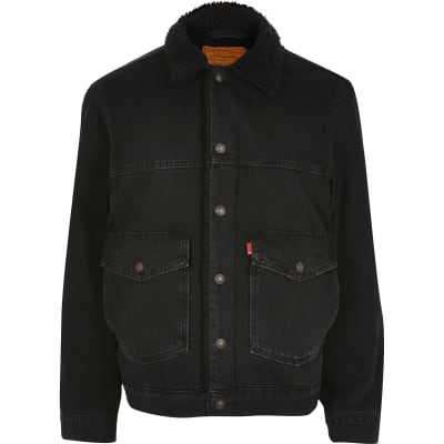 levi's borg face jacket black