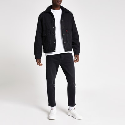 levi's borg face jacket black