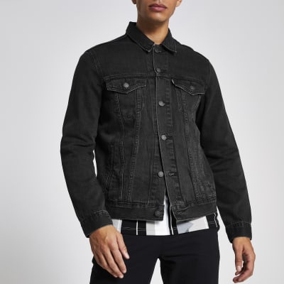 levi's washed black denim trucker jacket