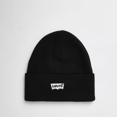 Levi's black embroidered beanie hat