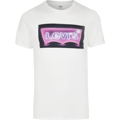 levis white printed t shirt
