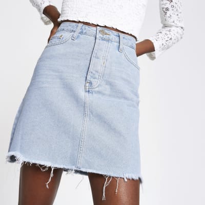 river island long denim skirt