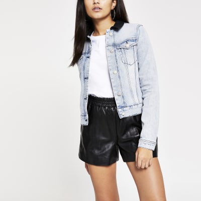 Light blue embellished denim jacket