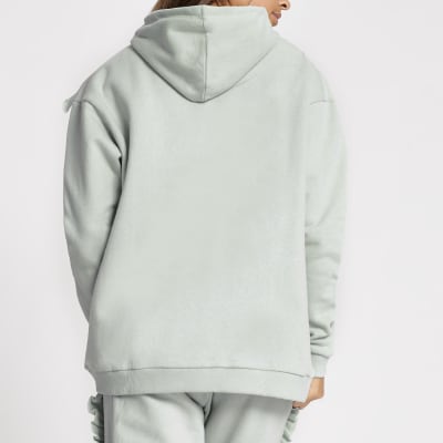 Light blue frill chevron ribbed hoodie