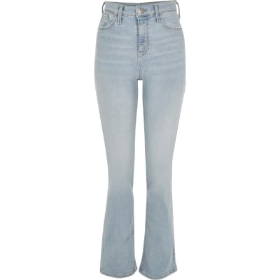 high rise boot leg jeans