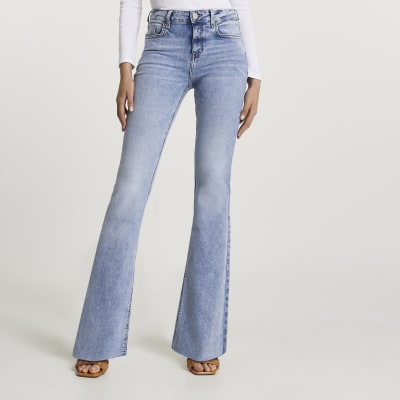 Light blue mid rise flare jeans River Island