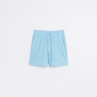Light blue regular fit plisse shorts River Island
