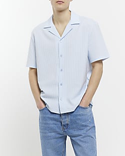 Light blue regular fit revere shirt