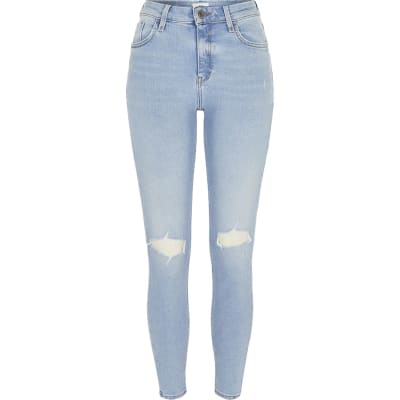 river island white ripped jeans