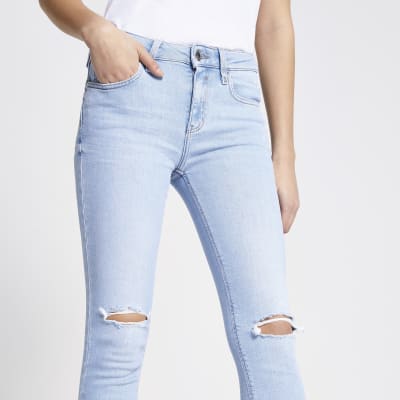 Light blue ripped Amelie mid rise skinny jean