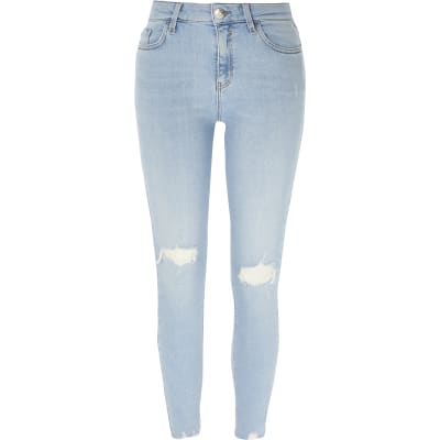 Light blue ripped Amelie mid rise skinny jean