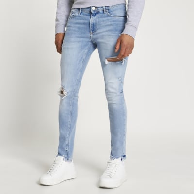 Light Blue Ripped Skinny Fit Jeans River Island
